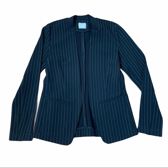 DKNY Pinstripe Black Fitted Blazer Jacket - Picture 1 of 10